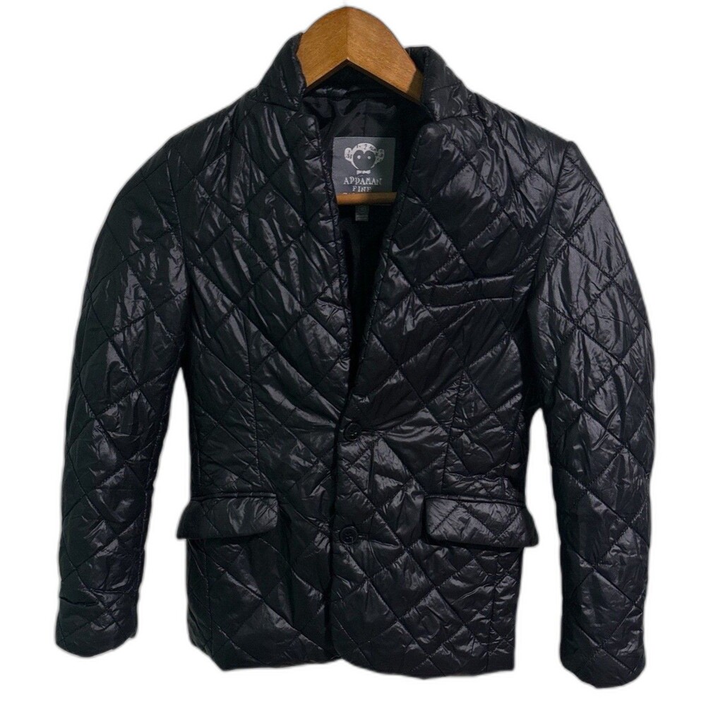 Appaman Boys Quilted Blazer Jacket Size 12 Black Lightweight Puffer Coat